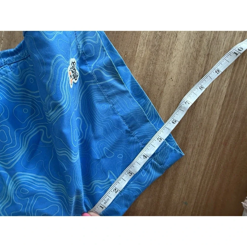 Psycho Bunny Boys Swim Trunks Size 5/6 Blue Topographic‎ Print Mesh Lined Shorts